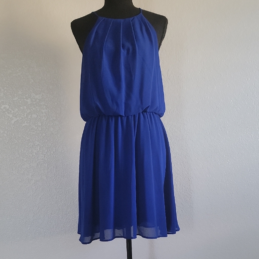 Windsor Royal Blue Halter Mini Dress